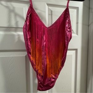 Club Exx Ombré Fringe bodysuit